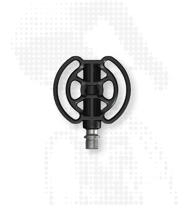 Bythlon pedal viewed from above against a halftone background